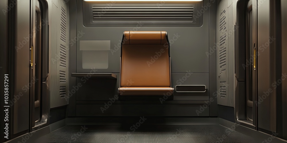 Fototapeta premium Futuristic Spacecraft Interior with Minimalist Design and Single Seat