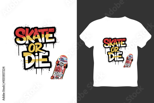 Ultimate 'Skate or Die' Vector Graphic T Shirt Design  Perfect for Street Style