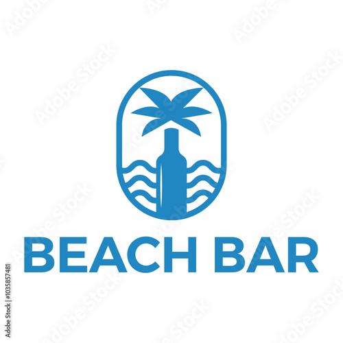 beach bar flat minimalist logo design