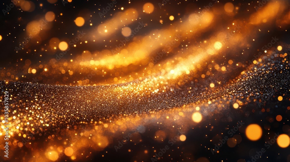 Obraz premium vibrant golden sparkles dance against a solid black background creating a captivating festive atmosphere that radiates celebration and magic in a stunning visual display