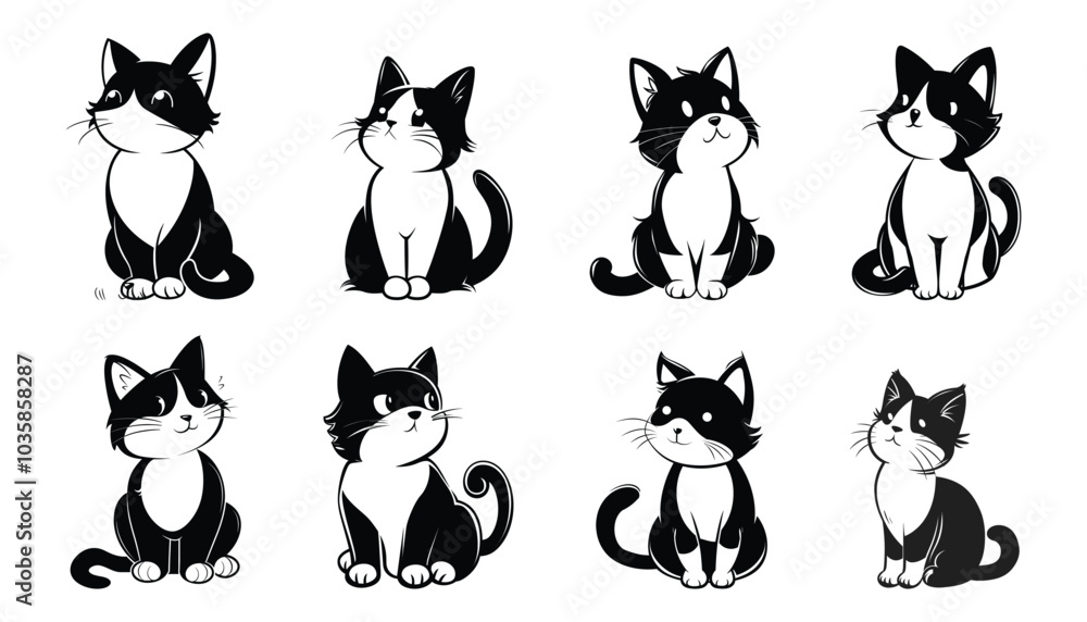 Obraz premium Cat Silhouette Vector Art Illustration Clean and Elegant Design On White Background