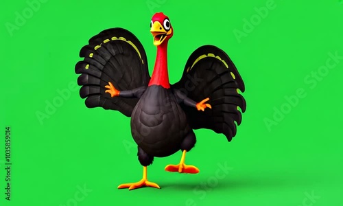 turkey cartoon dance, green screen photo