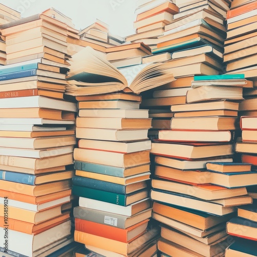 A stack of books with one open, showcasing a love for reading and knowledge.