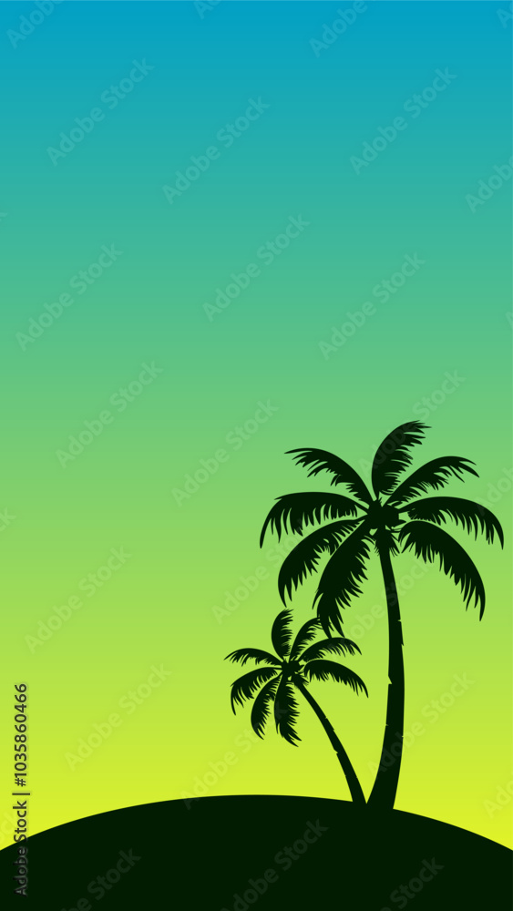Obraz premium summer wallpaper with Palm Tree silhouette