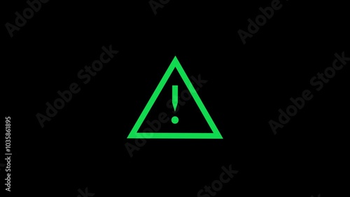 glowing black background trangular warning symbol incenter .exclamation mark indicate caution or alartness warning message . photo