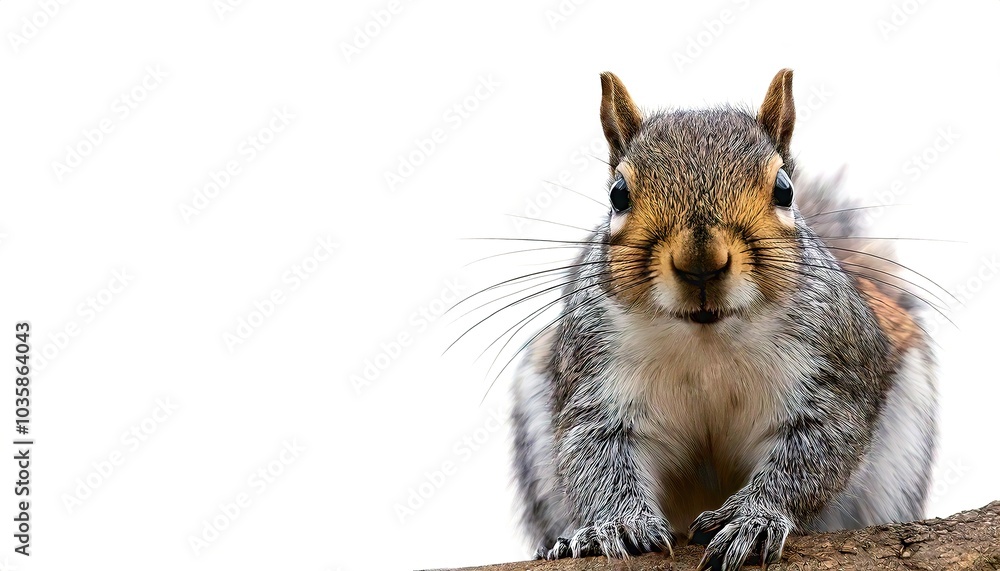 eastern gray squirrel - Sciurus carolinensis - is the most prodigious and ecologically essential natural forest regenerator in North America. Isolated on white background with copy space eastern gray squirrel - Sciurus carolinensis - is the most prodigious and ecologically essential natural forest regenerator in North America. Isolated on white background with copy space