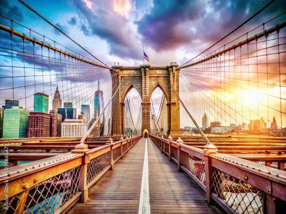 Fototapeta premium Vintage Brooklyn Bridge Photography: Timeless New York City Landscape
