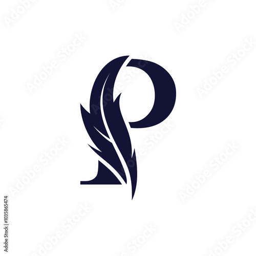 Letter P with signature logo design unique concept Premium Vector