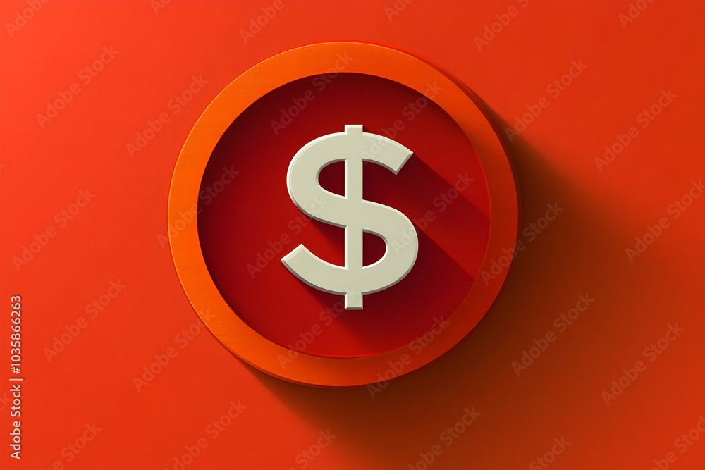 A stylized dollar sign in a circular orange emblem against a red background, symbolizing finance and currency. A stylized dollar sign in a circular orange emblem against a red background, symbolizing finance and currency.