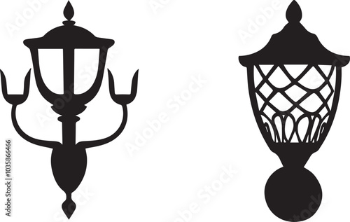 Electric wall sconce graphic black silhouette