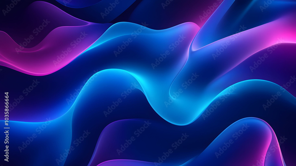 Obraz premium Vibrant Blue and Purple Gradient, smooth abstract layers, dark and neon hues blending seamlessly for a dynamic visual experience