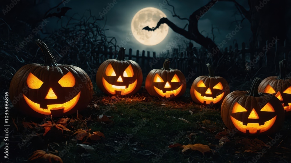 halloween background with pumpkin and bats halloween background with pumpkin and bats