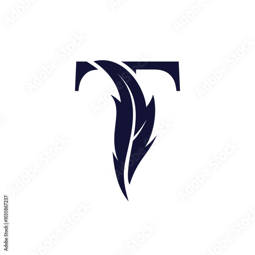 Letter T with signature logo design unique concept Premium Vector