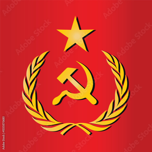 Soviet Union Logo Star Hammer and Sickle Symbols USSR Red Army Gradient Color