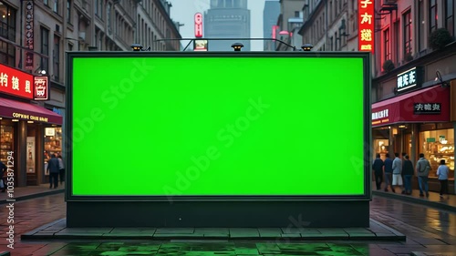 Green Screen Billboard in the Middle of the City Timelapse photo