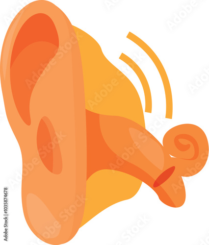 Human ear receiving sound waves entering the ear canal