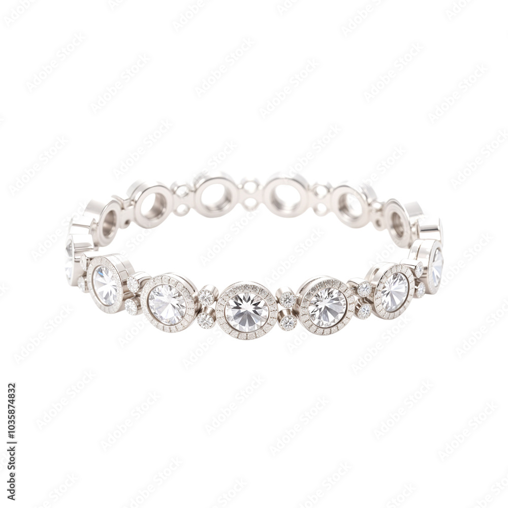 Silver bracelet with diamonds on transparent background. Jewerly Silver bracelet with diamonds on transparent background. Jewerly