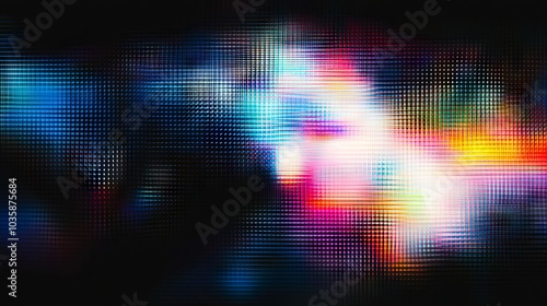 A blurry image of a person standing in front of a black background