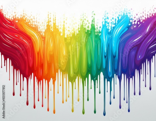 colorful paint dripping isolated on white rainbow colored paint dripping on white background