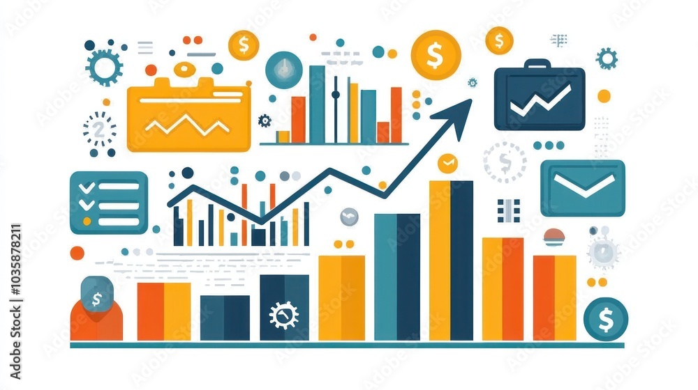 A colorful graph with a lot of numbers and dollar signs A colorful graph with a lot of numbers and dollar signs