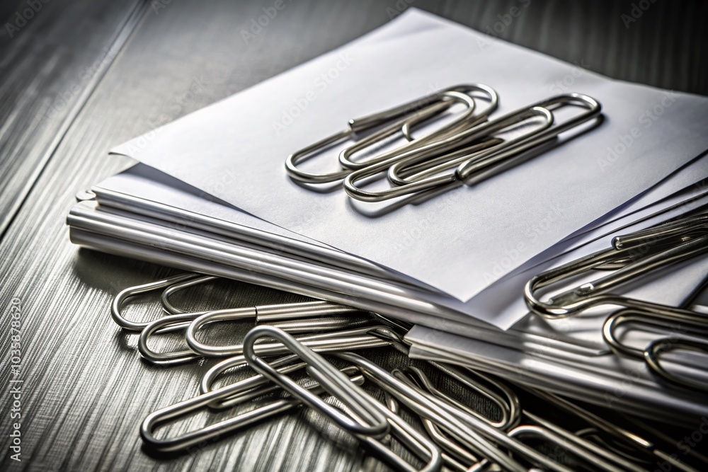White Sheets of Paper with Metal Paper Clips - Vector Illustration for Office Use White Sheets of Paper with Metal Paper Clips - Vector Illustration for Office Use