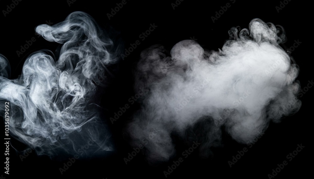 fog or smoke set isolated on black background white cloudiness smoke mist or smog background fog or smoke set isolated on black background white cloudiness smoke mist or smog background