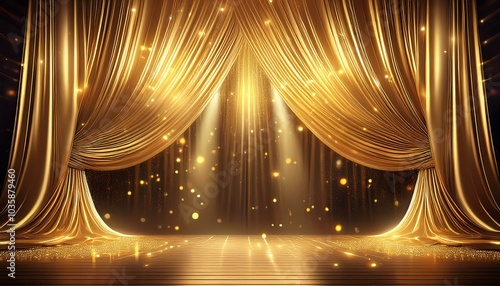 glittering gold curtains reveal the show s grand opening stage
