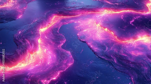 Vibrant Abstract Fluid Art with Neon Glows and Rich Colors