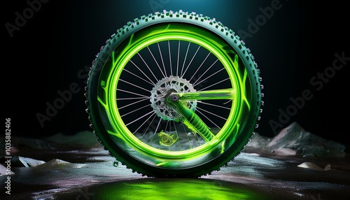  neon green mountain bike bicycle vehicle wheel photo