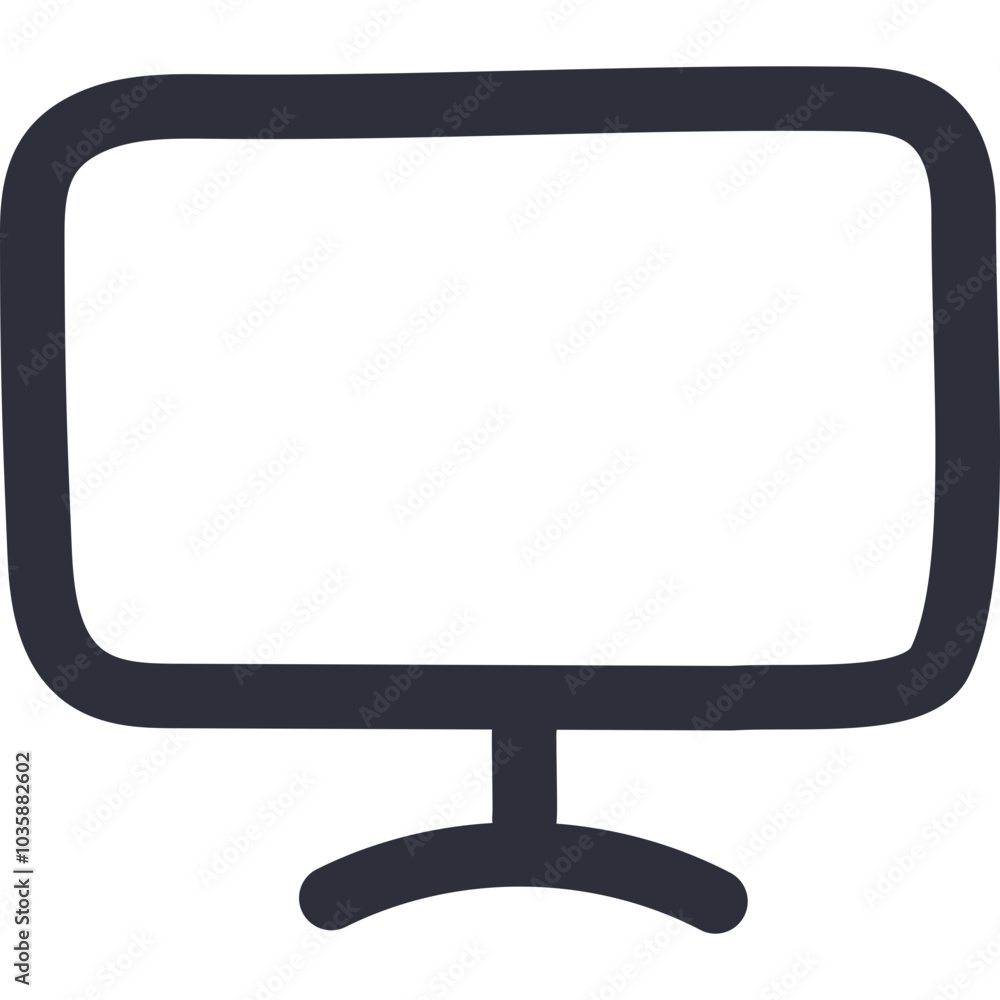 Cute hand drawn outline icon of computer monitor. Symbol of entertainment, control devices, television. Network and Internet of things sign Cute hand drawn outline icon of computer monitor. Symbol of entertainment, control devices, television. Network and Internet of things sign