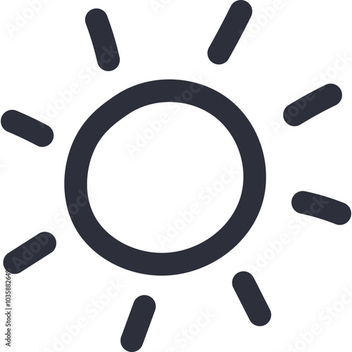 Cute scribble icon of sun and light with hand drawn line. Symbol of control devices at home. Network and Internet of things sign