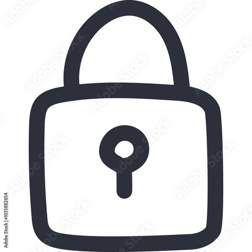 Simple scribble icon of lock with hand drawn line. Symbol of secure home, locked device. Network and Internet of things sign