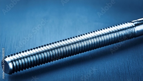steel rod with a screw thread blue toned