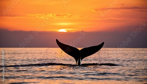 Wallpaper Mural whale tail silhouette at sunset Torontodigital.ca