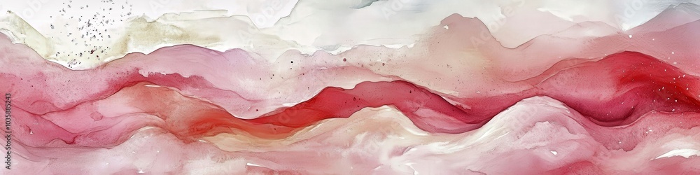 Elegant Watercolor Abstract Landscape in Soft Pink and Red Shades Elegant Watercolor Abstract Landscape in Soft Pink and Red Shades