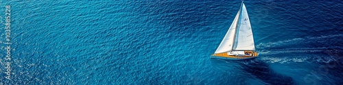 Elegant Sailboat Navigating Serene Ocean Waters Under Bright Sky