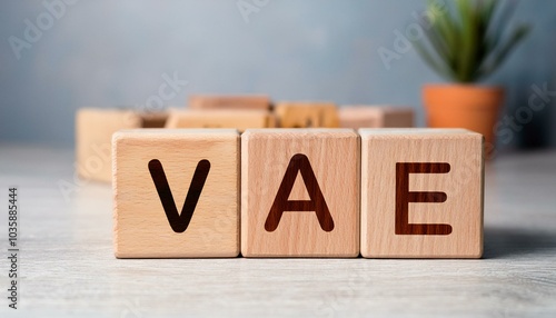 wooden blocks spelling vae