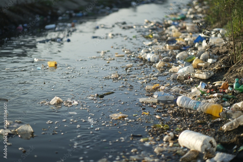 Obraz premium Water pollution in the environment created with Generative AI