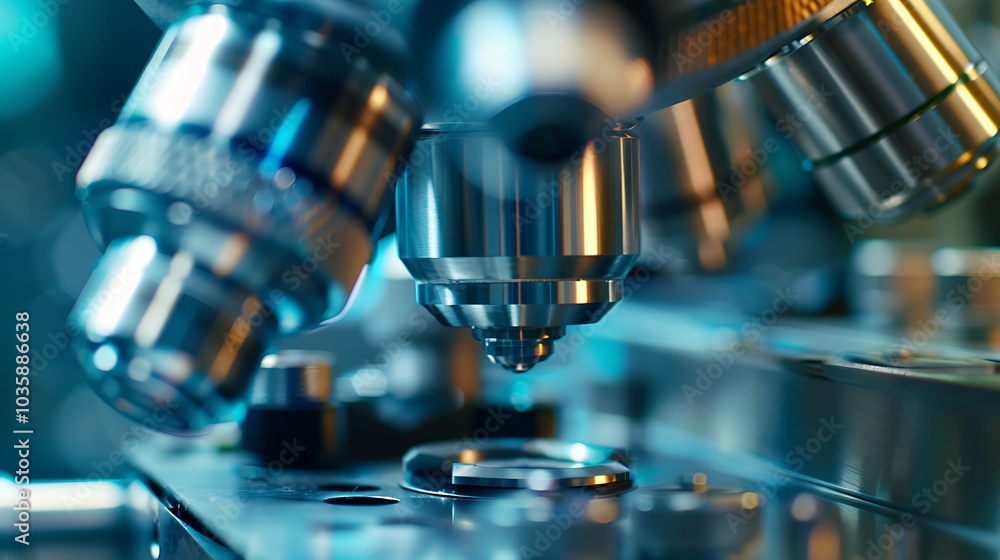 High-definition close-up of metallic scientific instruments, showcasing the precision and detail in a lab environment High-definition close-up of metallic scientific instruments, showcasing the precision and detail in a lab environment