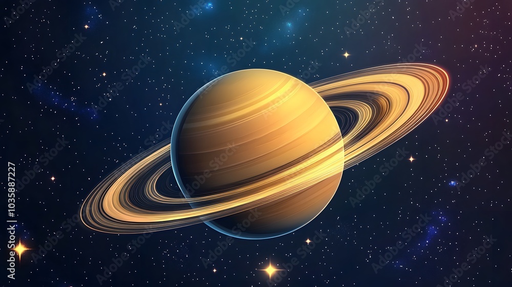 Saturn rings against a starry background in flat design Saturn rings against a starry background in flat design