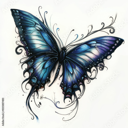 Magical butterfly tattoo design