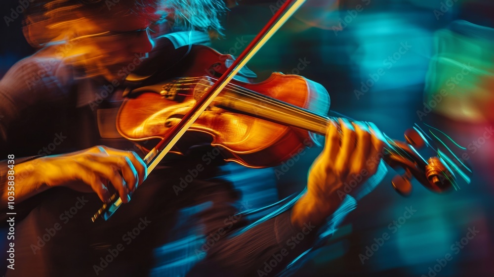Fototapeta premium Motion blurred violonist abstract