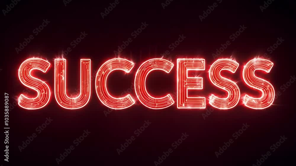 A glowing neon 'SUCCESS' sign lights up a dark background, emphasizing achievement and determination. The bright red glow contrasts against the shadowy setting, capturing attention. A glowing neon 'SUCCESS' sign lights up a dark background, emphasizing achievement and determination. The bright red glow contrasts against the shadowy setting, capturing attention.