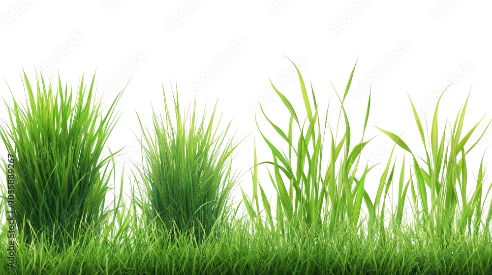 Fototapeta premium Isolated Lush Green Grasses on Transparent Background Generative AI