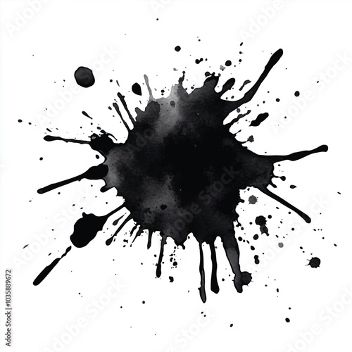 black splash watercolor clipart illustration