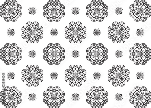Abstract background, pattern, floral and vine design, designed by imitating the Hmong ethnic pattern.