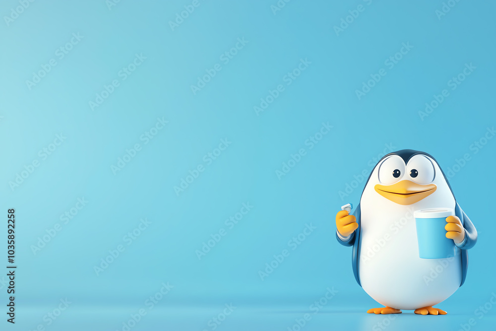 Obraz premium Penguin in a business suit, making a sales pitch, 3D illustration