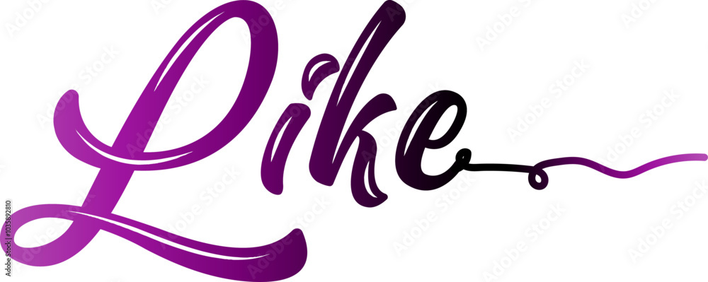 Obraz premium Like text, gradient color 3d Like text, text I like it, drawing