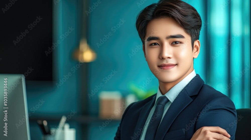 Confident business professional in modern office setting Confident business professional in modern office setting