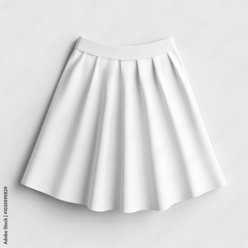 Blank mini skirt mockup on plain white background, smooth fabric texture, perfect for branding or design placement Blank mini skirt mockup on plain white background, smooth fabric texture, perfect for branding or design placement